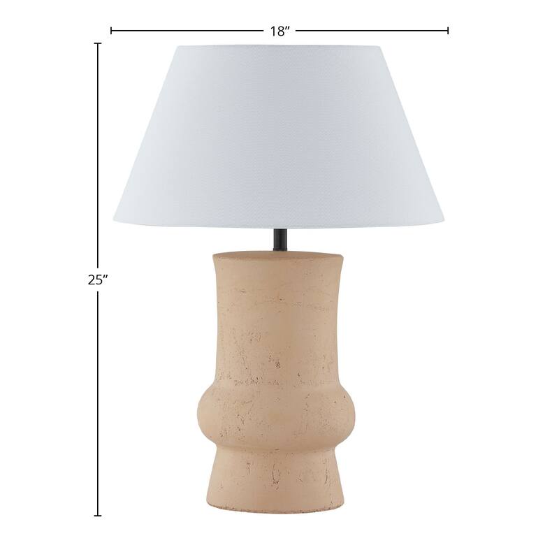 Timber 25" Table Lamp with Linen Shade, Light Brown
