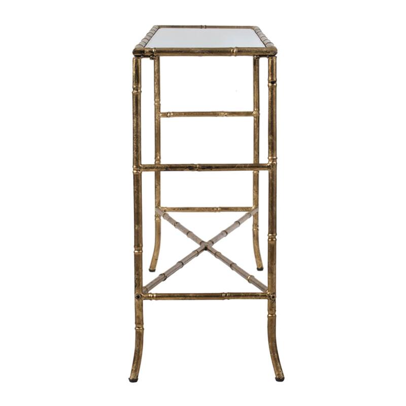 Mirrored Rectangular Console Table - 56.25" - Antique Gold