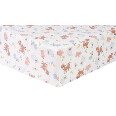 Farm Friends Flannel Fitted Crib Sheet