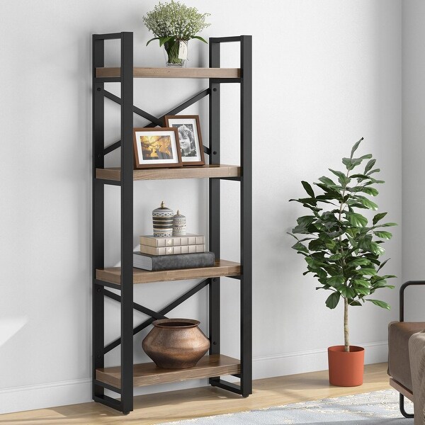 Solid Wood Bookshelf 4-Tier Bookcase Corner Shelf for Small Space. Opens flyout.