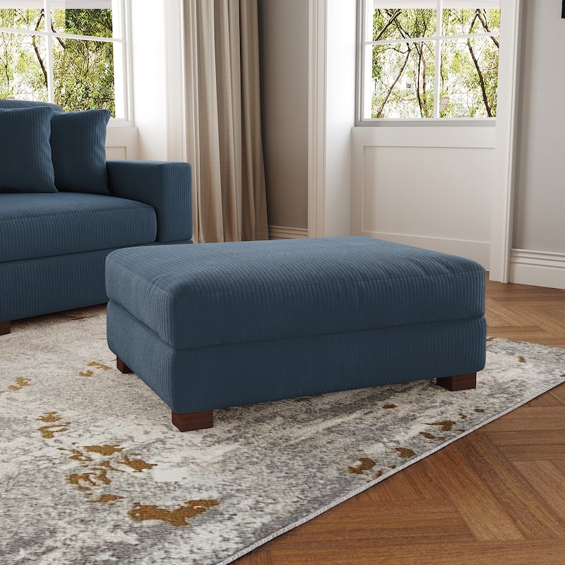 Modern Rectangle Oversized Stripe Corduroy Ottoman