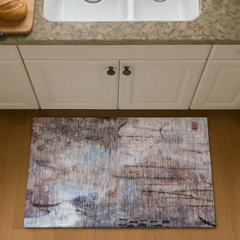 Premium Washable Super Soft Abstract Glam Mayfield Rug - Taupe - 1'8" x 2'6"