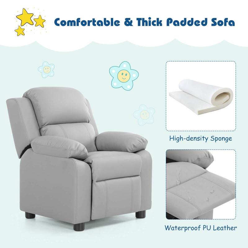 PU Leather Kids Recliner with Armrest & Headrest Lounge 3 Color - See Details