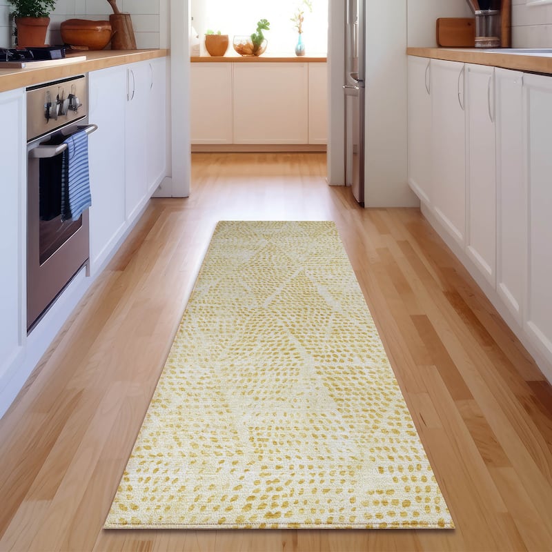 Premium Washable Super Soft Diamond Modern Mayfield Rug - Wheat - 2' 3" x 7' 6" - Runner