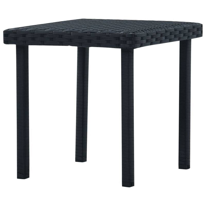 15.7 in. Black Square Wicker End Table, Sturdy Build End Side Table for Living Rooms