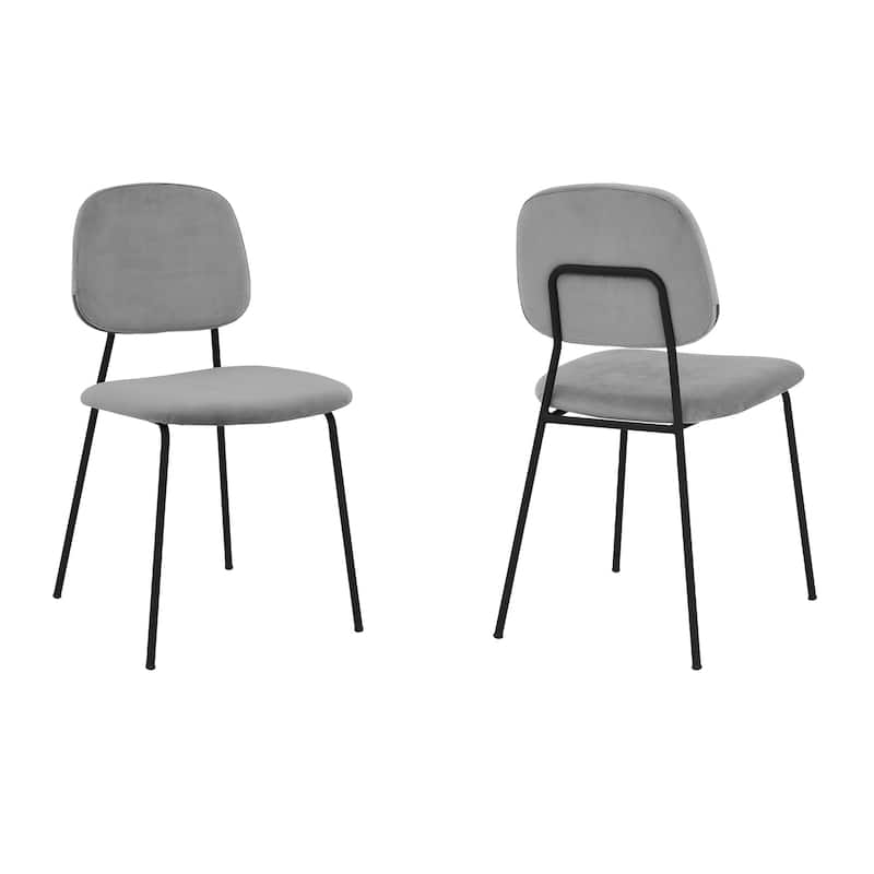 Velvet Dining Chairs Set of 2 - Modern Metal Accent Chairs - Gray Upholstered Kitchen Chairs