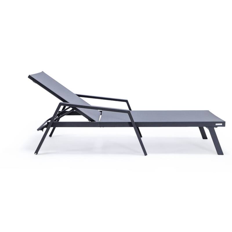 Marlin Outdoor Sun Chaise Lounge Chair with Arms - Stackable Mesh Recliner for Pool, Beach, Patio, Garden, Deck or Backyard