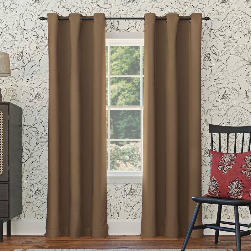 Sun Zero Saxon Energy Saving Blackout Grommet Curtain Panel, Single Panel - 40" x 84" - Barley
