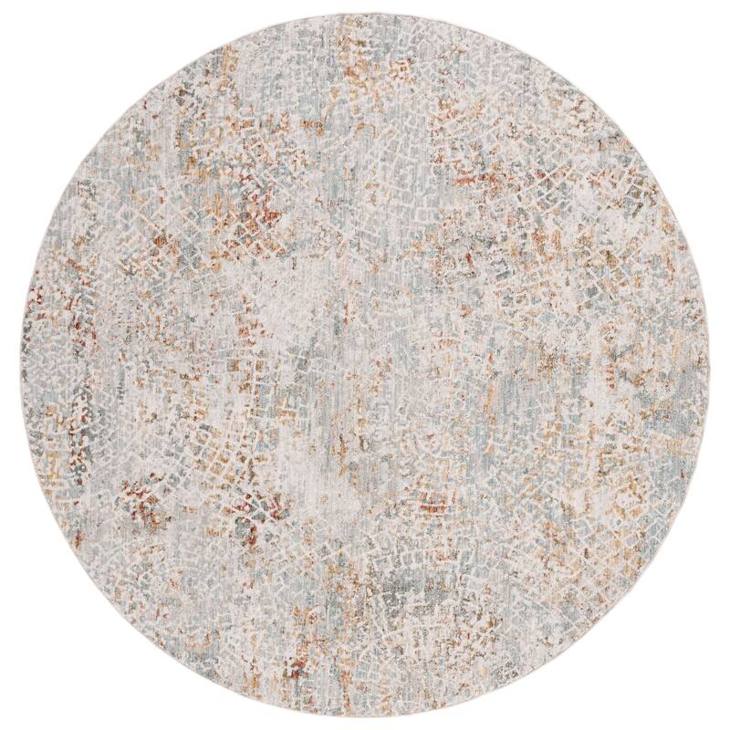 SAFAVIEH Adrianna Manika Modern Abstract Rug - 6'7" Round - Blue/Gold