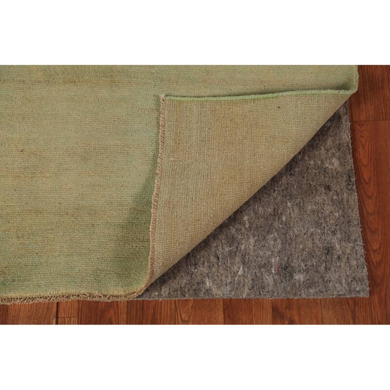 Gold & Green Modern Gabbeh Oriental Rug Hand-Knotted Wool Carpet - 2'8" x 4'0"