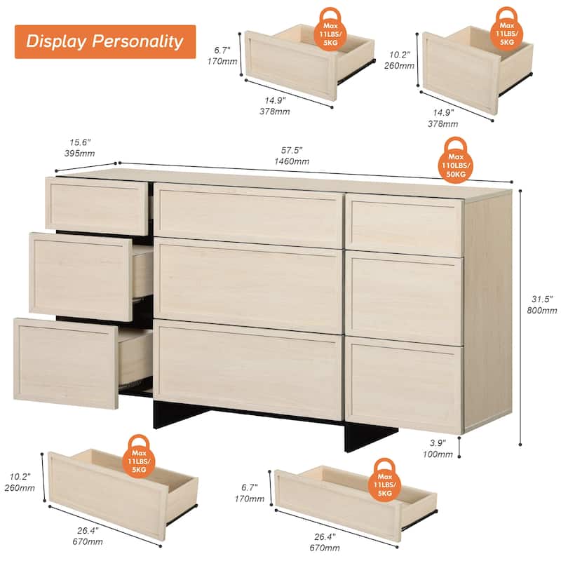 WAMPAT Modern TV Stand, Entertainment Center with T-Shaped Legs, Media Console Table with Storage Drawers