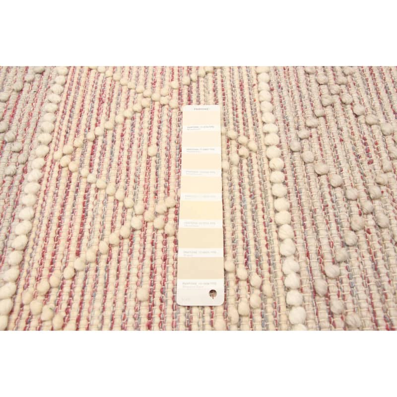 ECARPETGALLERY Braid weave Sienna Cream, Pink Wool Rug - 5'0 x 7'10