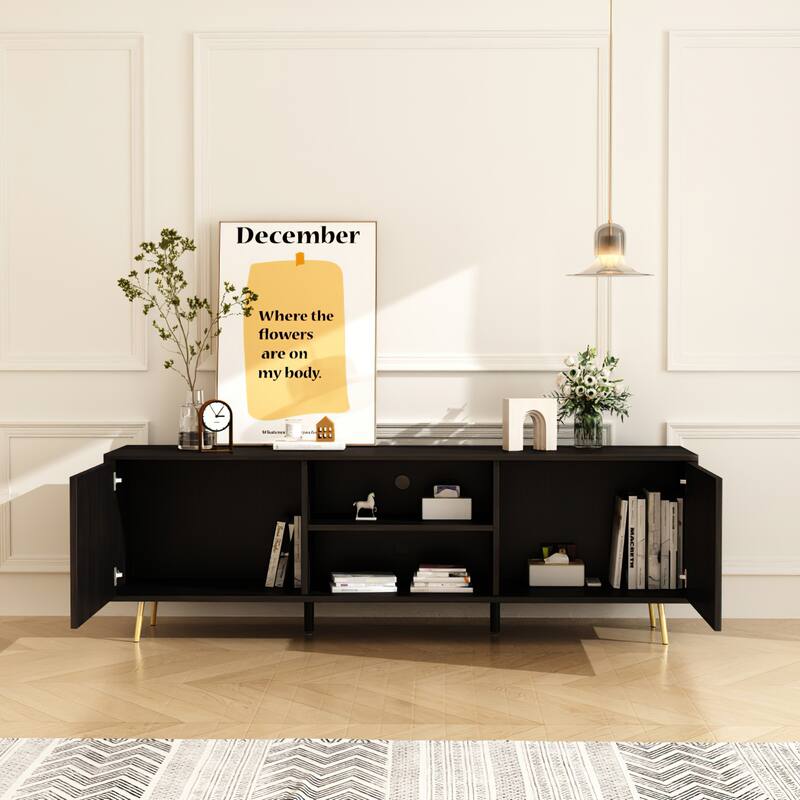 Timechee 69" Mid-century Modern TV Media Console Buffet Sideboard - 69"L x 15.6"W x 22.4"H