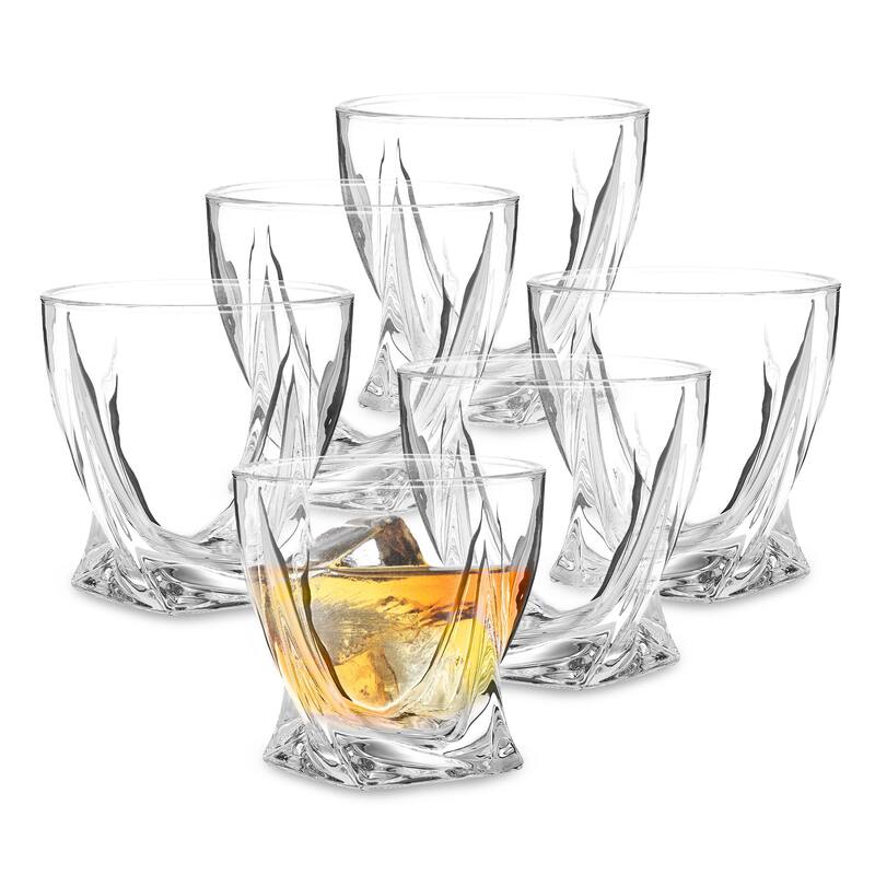 Berkware Lowball Whiskey Glasses - Modern Twisted Base Design