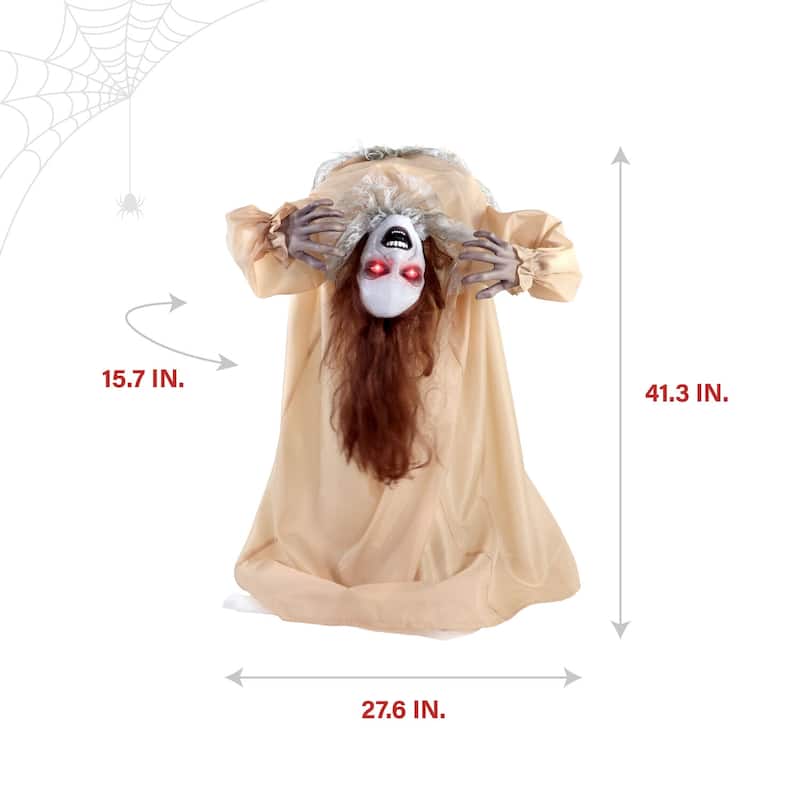 Haunted Hill Farm Haunted Hill Farm 3.4 ft. Touch-Activated Animated Possessed Backbend Lady Halloween Animatronic - Multi