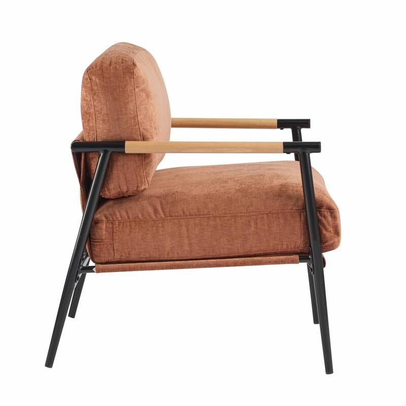 Minimalist Armchair - Soft Cushions, Wood/Metal Design, Compact