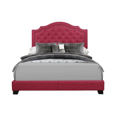 Verine Pink Fabric Upholstered Tufted Bed