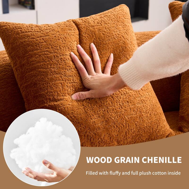 30D Chenille No-Assembly Compact Curved Loveseat Full Compression Sponge Sofa