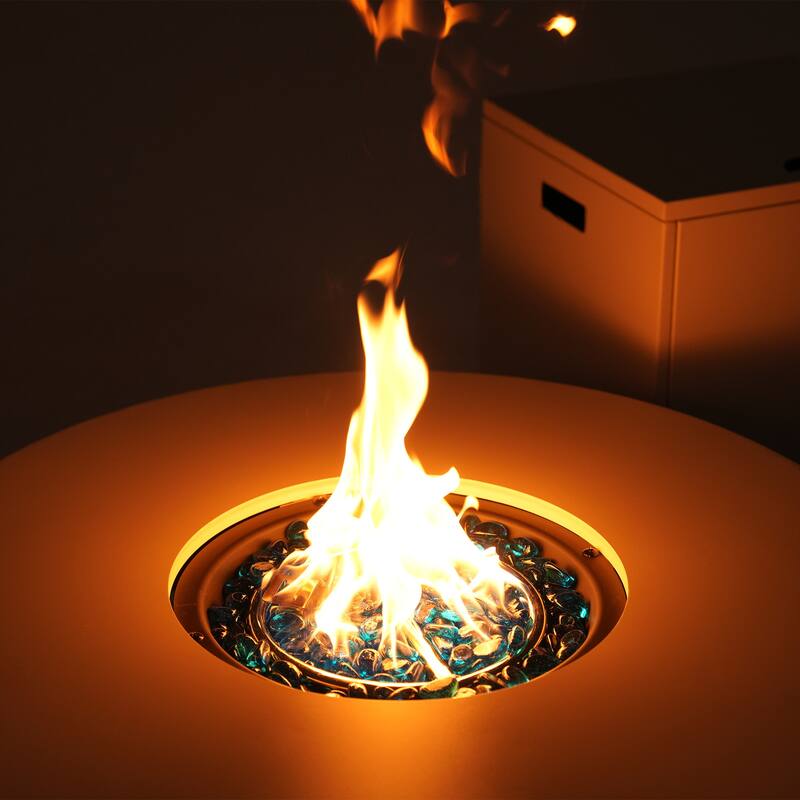 Outdoor 5-Piece Conversation Set with Fire Pit 3-Seater Sofa and Arm Chair