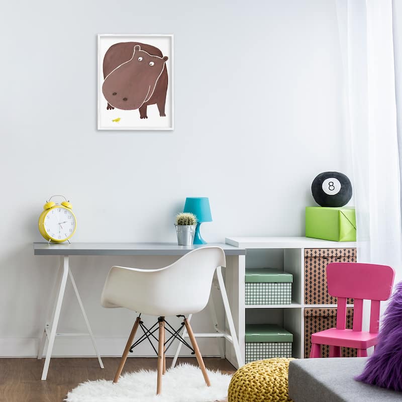 Stupell Hippo and Bird Friends Framed Giclee Art Design By Carla Daly