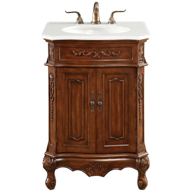 Elegant Lighting VF10124-VW Danville 24" Free Standing Single Basin - Teak - Wood Finish