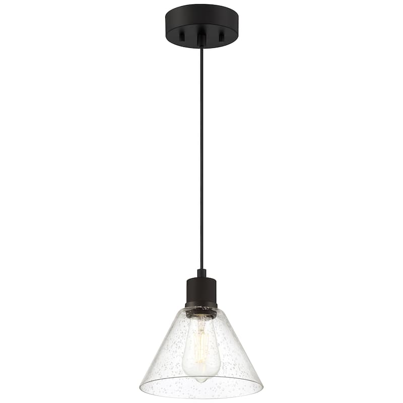 Port Nine Martini LED Pendant - Replaceable LED - Matte Black/Seeded Glass