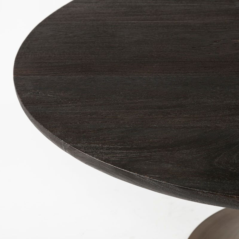 McLeod II Solid Wood Top w/Gold Metal Base Dining Table - Dark Brown