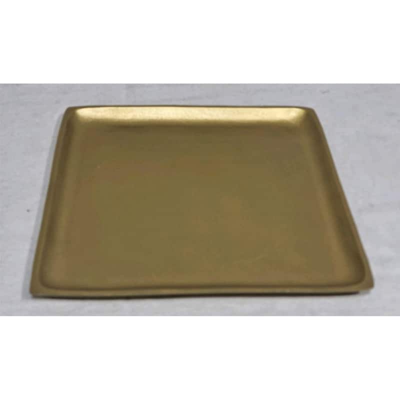 Plate Square Raw Brass Antique Dia 11" ALUMINUM - Raw Brass Antique
