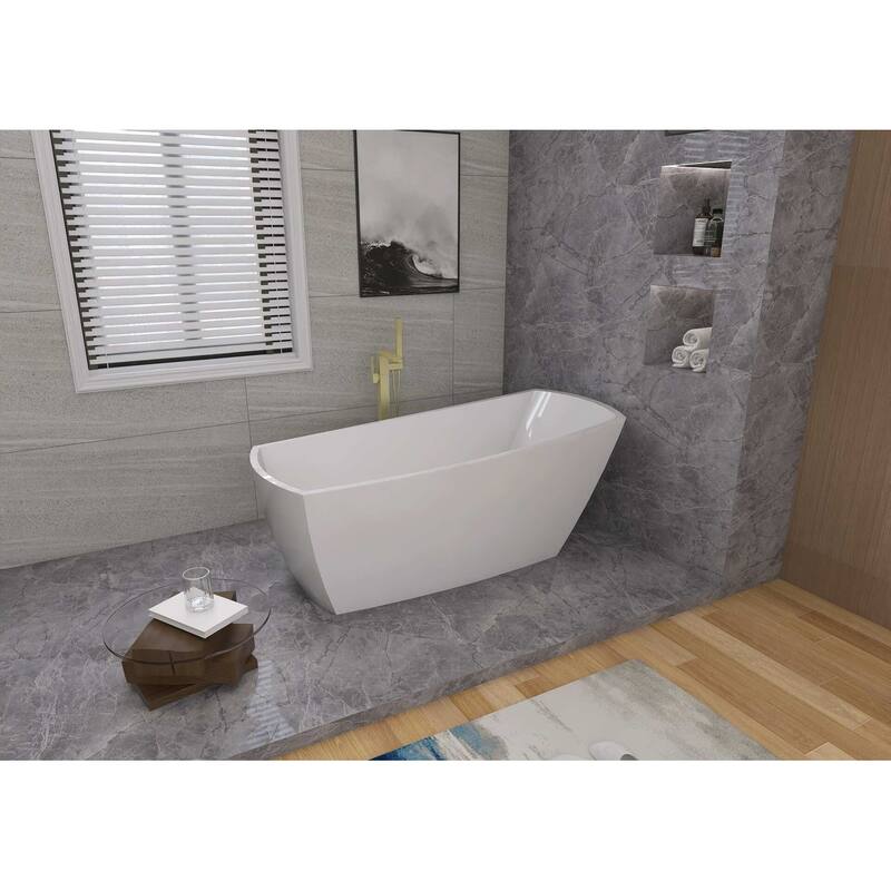 Peter Soaking Single Slipper Rectangular Bathtub in Glossy White