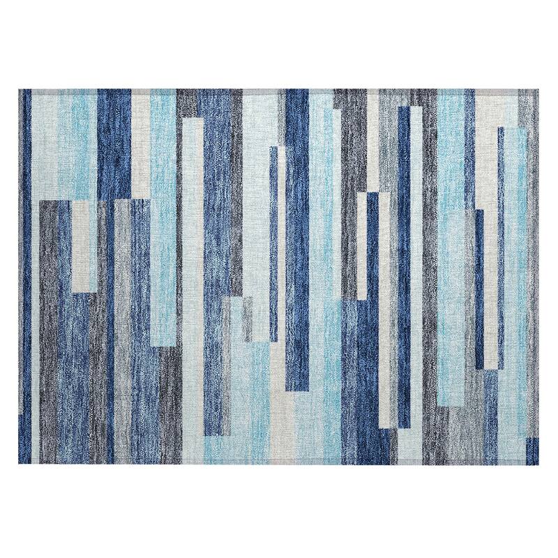 Machine Washable Indoor/ Outdoor Modern Stripes Chantille Rug