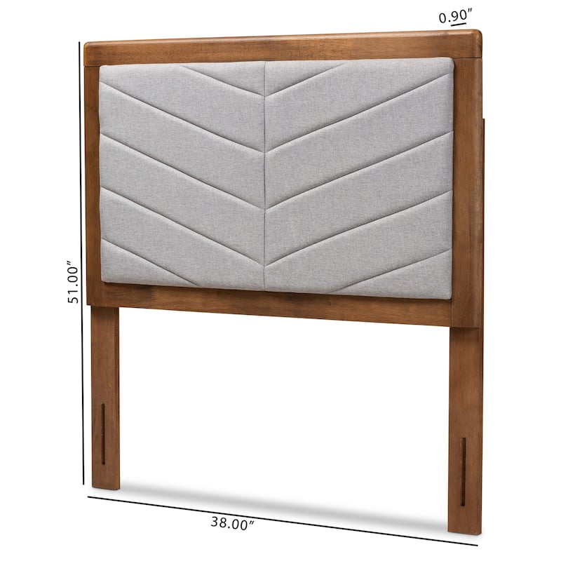 Twin Size Headboard Upholstered Grey Fabric Wood Headboard Chevron Tufting Modern Bedroom Decor
