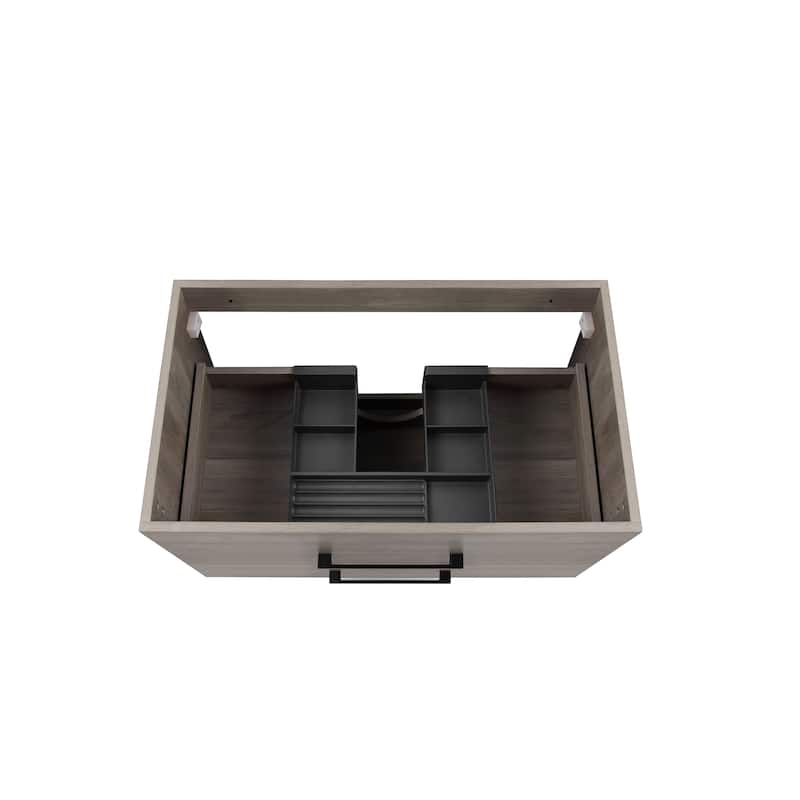 32" Wall-Mounted Bathroom Vanity with Double Drawers,White Sink,Mirror