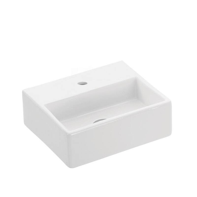 WS Bath Collections Quattro 13" Rectangular Ceramic Vessel or Wall - White