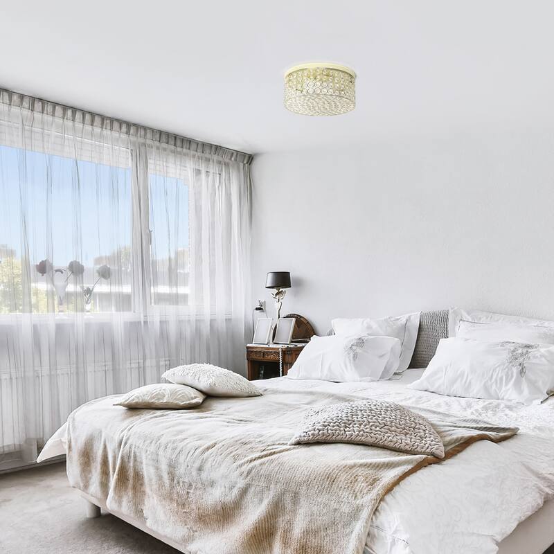 Round Flush Mount Light Fixture 12 Inch, 2 Light Gold Ceiling Light for Hallway