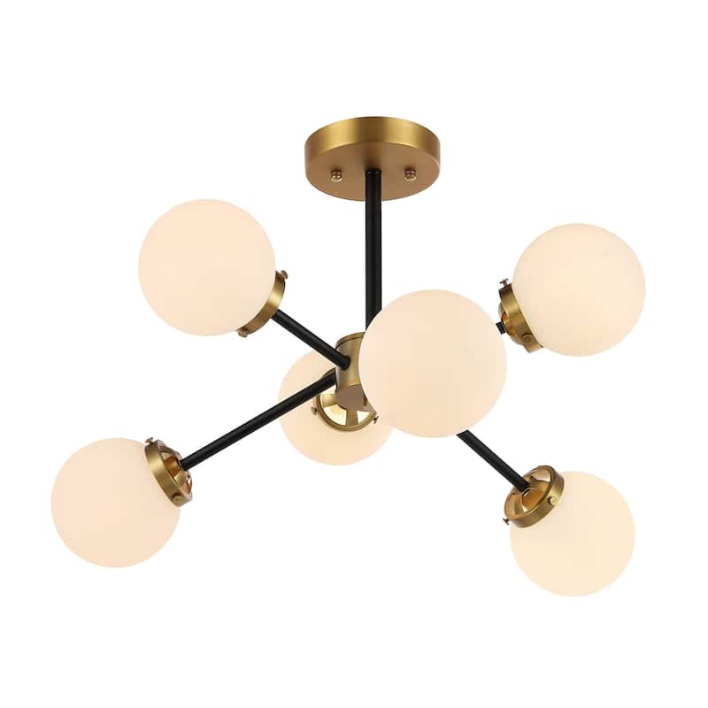 GetLedel 6-Light Dimmable Sputnik Semi-Flush Mount Chandelier with Glass Globe Shades