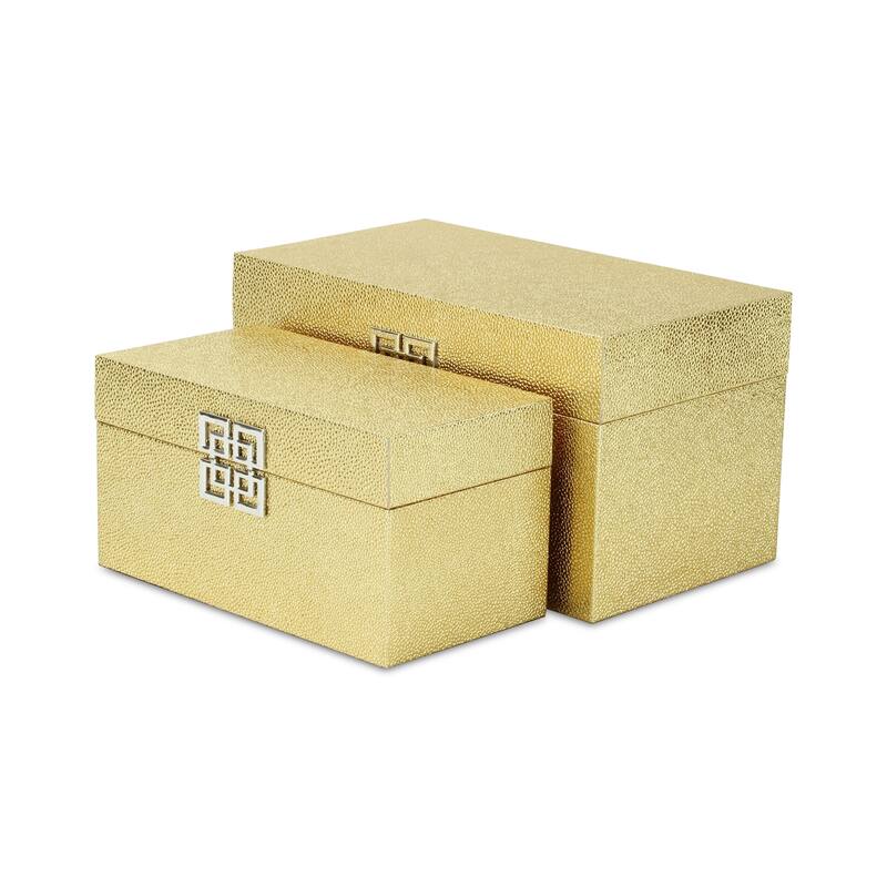 Galena White Shagreen Double Happiness Storage box Set of 2