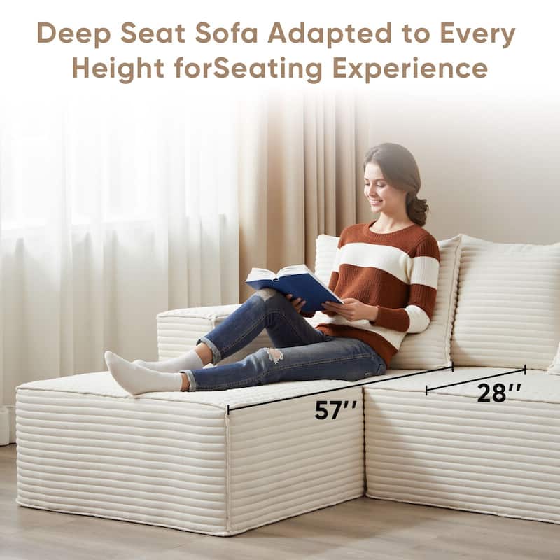 Indoor Oversized Loveseat Chaise Lounge Chair Beige Color