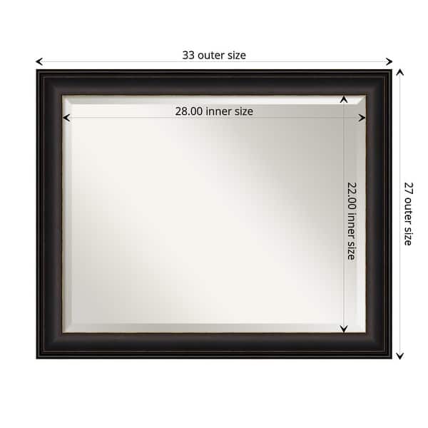dimension image slide 1 of 6, Beveled Bathroom Wall Mirror - Trio Oil Rubbed Bronze Frame - Trio Oil Rubbed Bronze