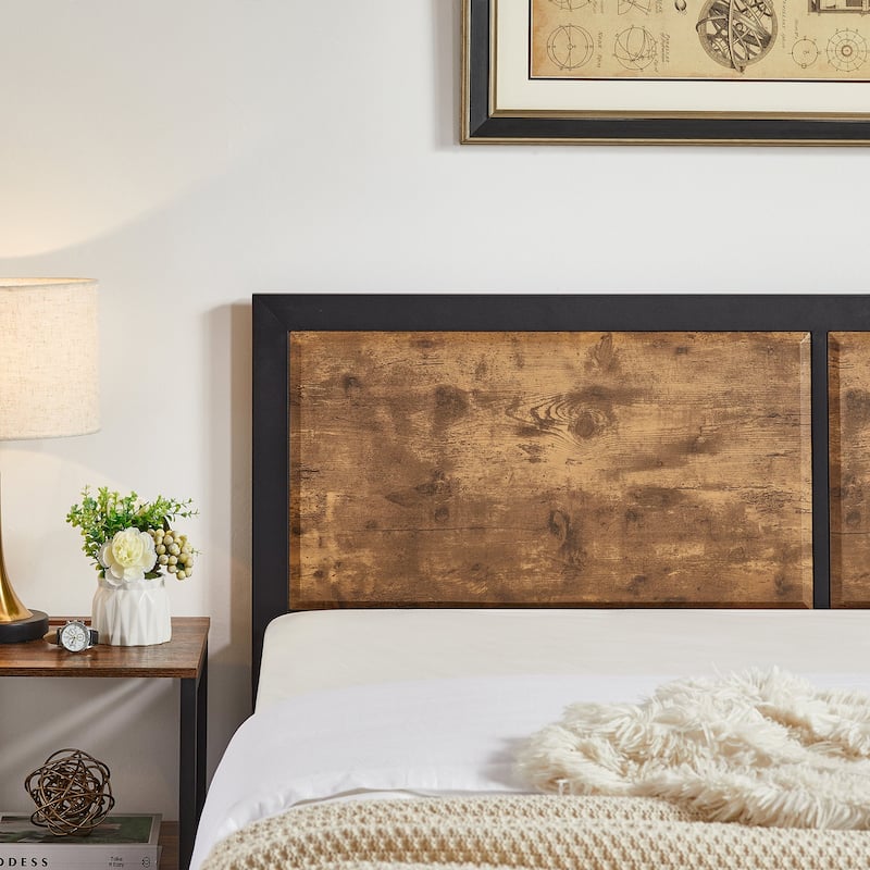 VECELO Set of 2 Platform Twin Beds 12.6" Elevated Storage Space MDF Partitioned Headboard & Footboard No Box Spring Needed