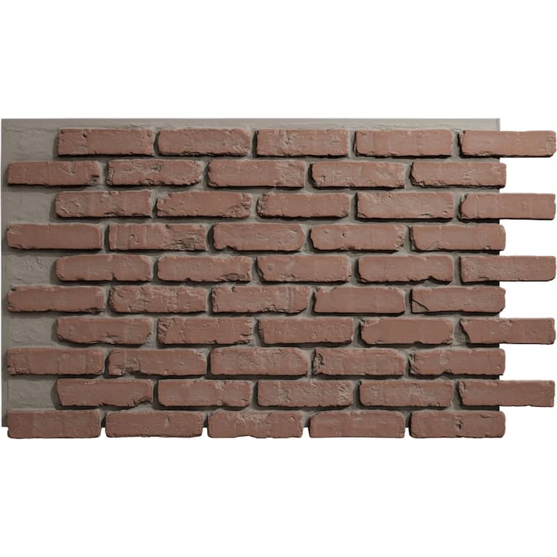 EverStone Aged Brick Faux Brick Panel, 46 7/8"W x 27"H x 1 1/4"D - Old Chicago Color