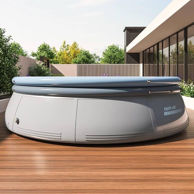 Round Above Ground Outdoor Swimming Pool，Easy Setup Pool - 141.73in*29.92in