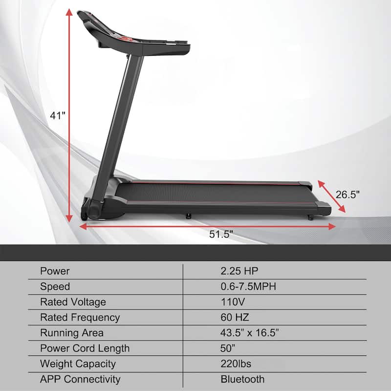 Superfit 2.25HP Electric Running Machine Treadmill Bluetooth Speaker - See Details