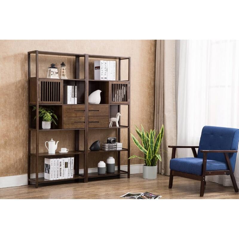 Selma Bamboo Bookcase Left Facing Spindle Cabinet