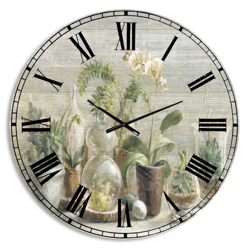 Designart 'Composition of Orchids' Traditional Large Wall CLock