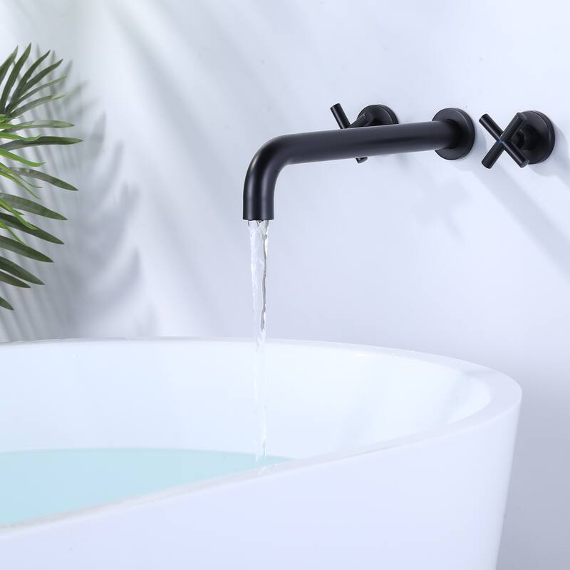 WOWOW Modern Cross-Style Dual-Handle Wall-Mounted Bathtub Faucet