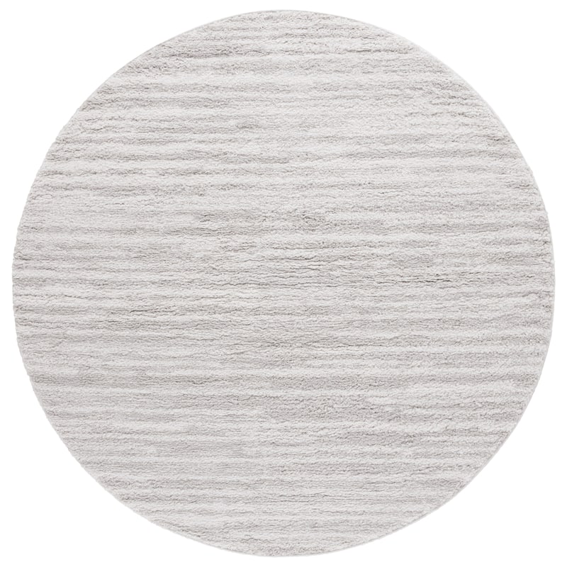 SAFAVIEH Rumi Shag Rosalee Shag Rug - 6'7" Round - Light Grey/Ivory