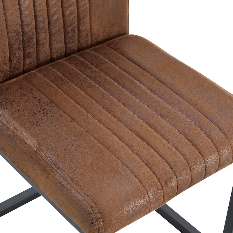 Roomfitters Ergonomic Dining Chairs with Brown Tech Fabric and Black Metal Legs, Comfortable Sponge Seat Set of 4, Brown