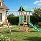 preview thumbnail 10 of 10, EROMMY 4‑in‑1 Outdoor Playset – Wood Swing Set with Slide, Climbing Wall & Adjustable Swings, Backyard Playground for Kids
