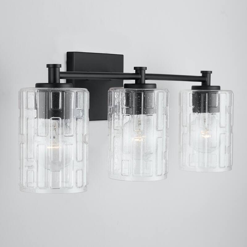 Emerson 3-light Bath/ Vanity Fixture w/ Embossed Seeded Glass