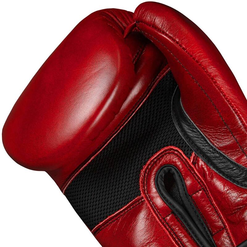 Title Boxing Blood Red Leather Hook and Loop Training Gloves - Red